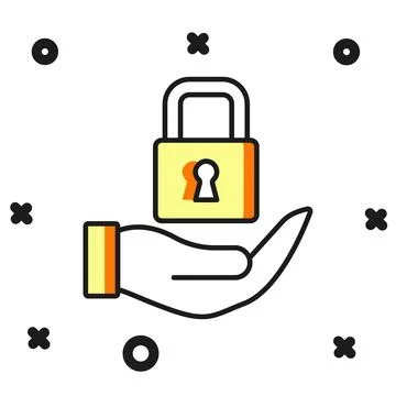 Filled outline Lock icon isolated on white background. Padlock sign. Securi.. Illustrazione stock