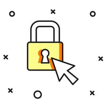 Filled outline Lock icon isolated on white background. Padlock sign. Securi.. Illustrazione stock