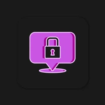 Filled outline Lock icon isolated on black background. Padlock sign. Securi.. Illustrazione stock