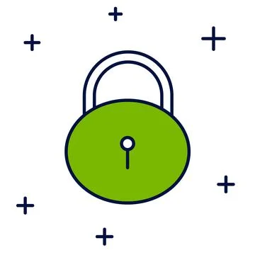 Filled outline Lock icon isolated on white background. Padlock sign. Securi.. Illustrazione stock