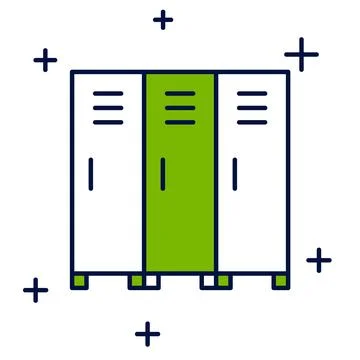 Filled outline Locker or changing room for hockey, football, basketball team or Stock Illustration