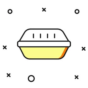 Filled outline Lunch box icon isolated on white background. Flat filled out.. Stock Illustration