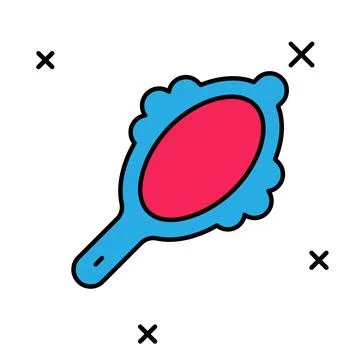Filled outline Magic hand mirror icon isolated on white background. Vector Illustrazione stock