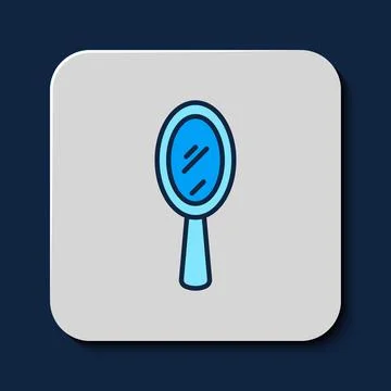 Filled outline Magic hand mirror icon isolated on blue background.  Vector Stock Illustration