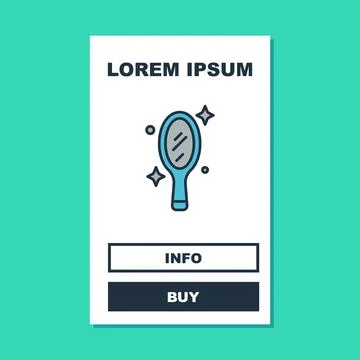 Filled outline Magic hand mirror icon isolated on turquoise background.  Vect Stock Illustration