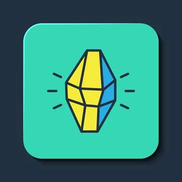Filled outline Magic stone icon isolated on blue background. Fantasy crystal イラスト素材