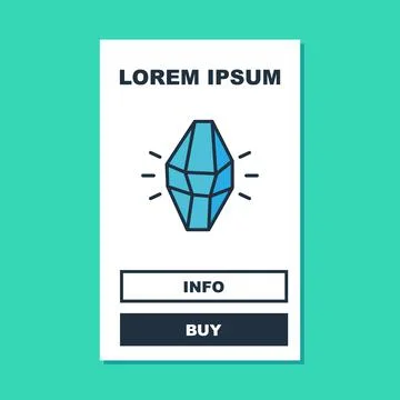 Filled outline Magic stone icon isolated on turquoise background. Fantasy Illustrazione stock