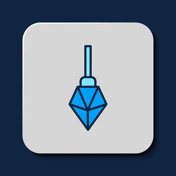 Filled outline Magic stone icon isolated on blue background. Fantasy crystal Illustrazione stock