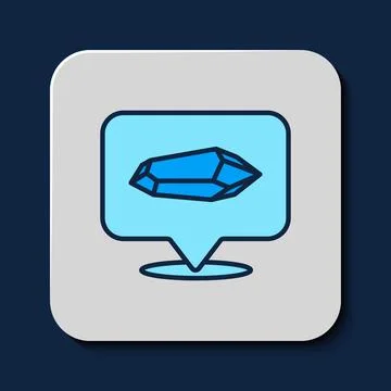Filled outline Magic stone icon isolated on blue background. Fantasy crystal Stock Illustration