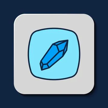 Filled outline Magic stone icon isolated on blue background. Fantasy crystal Stock Illustration