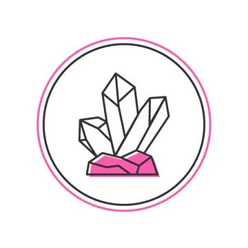 Filled outline Magic stone icon isolated on white background. Fantasy crystal Stock Illustration