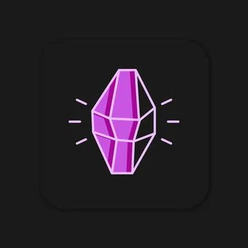 Filled outline Magic stone icon isolated on black background. Fantasy cryst.. Illustrazione stock
