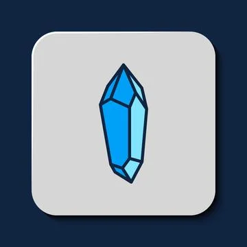 Filled outline Magic stone icon isolated on blue background. Fantasy crysta.. Illustrazione stock