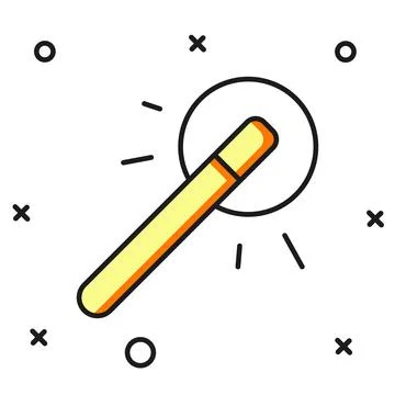 Filled outline Magic wand icon isolated on white background. Star shape mag.. Stock Illustration