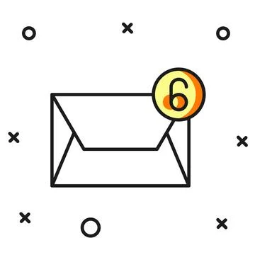 Filled outline Mail and e-mail icon isolated on white background. Envelope .. Stock Illustration