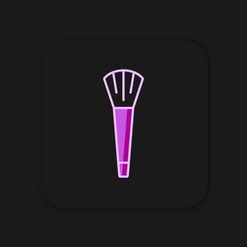 Filled outline Makeup brush icon isolated on black background. Flat filled .. Stock Illustration