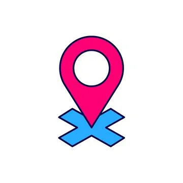 Filled outline Map pin icon isolated on white background. Navigation, pointer Stock Illustration