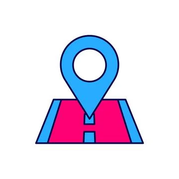 Filled outline Map pin icon isolated on white background. Navigation, pointer 스톡 일러스트
