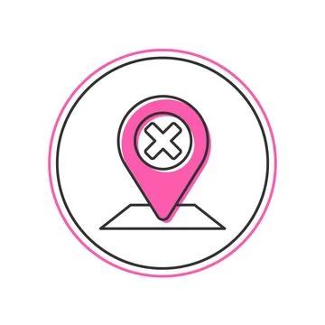 Filled outline Map pin icon isolated on white background. Navigation, pointer 스톡 일러스트