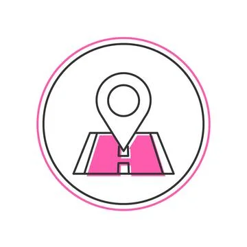 Filled outline Map pin icon isolated on white background. Navigation, pointer Stock Illustration