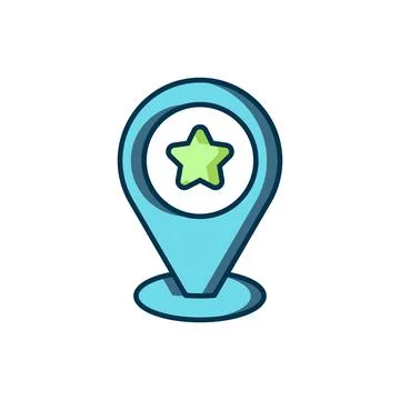 Filled outline Map pointer with star icon isolated on white background. Sta.. Stock Illustration