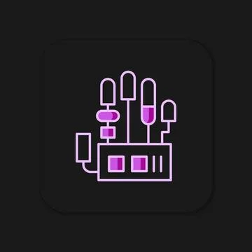 Filled outline Mechanical robot hand icon isolated on black background. Rob.. Stock Illustration