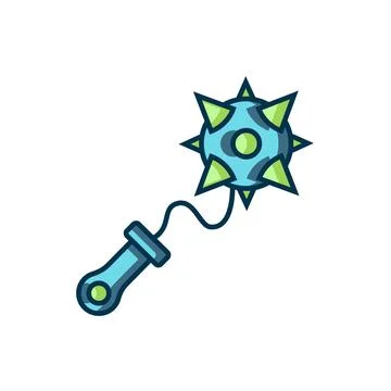 Filled outline Medieval chained mace ball icon isolated on white background.. Stock Illustration