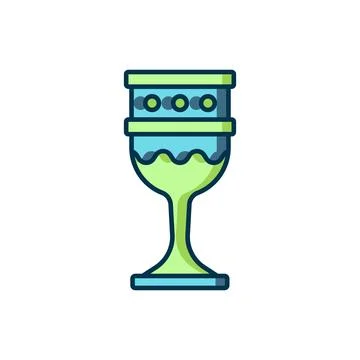 Filled outline Medieval goblet icon isolated on white background. Holy grai.. Stock Illustration