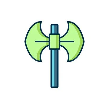 Filled outline Medieval poleaxe icon isolated on white background. Flat fil.. Stock Illustration