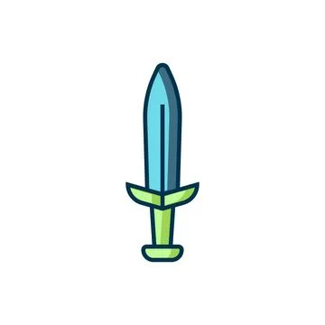 Filled outline Medieval sword icon isolated on white background. Medieval w.. Stock Illustration