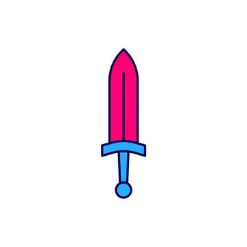 Filled outline Medieval sword icon isolated on white background. Medieval w.. Stock Illustration