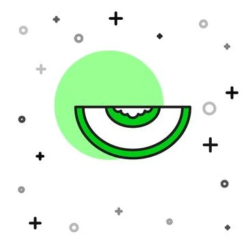Filled outline Melon fruit icon isolated on white background. Vector Illustrazione stock