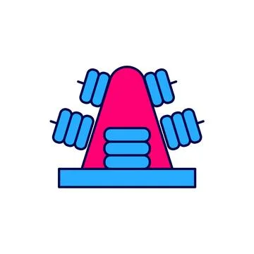 Filled outline Metal rack with additional weights for barbell icon isolated.. Stock Illustration