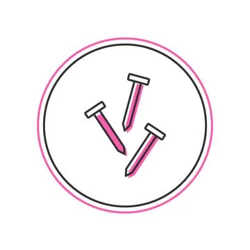 Filled outline Metallic nails icon isolated on white background. Vector Stock Illustration