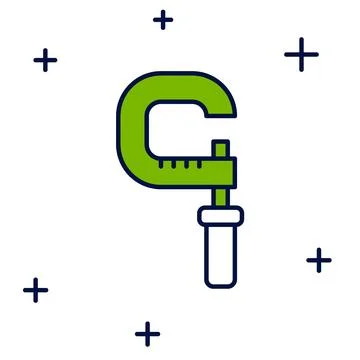 Filled outline Micrometer icon isolated on white background. Measuring engineer Stock Illustration