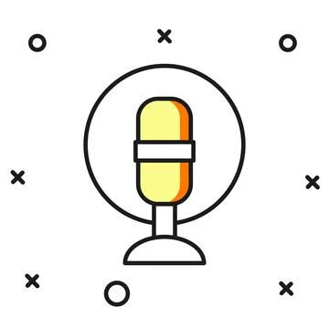 Filled outline Microphone icon isolated on white background. On air radio m.. Stock Illustration
