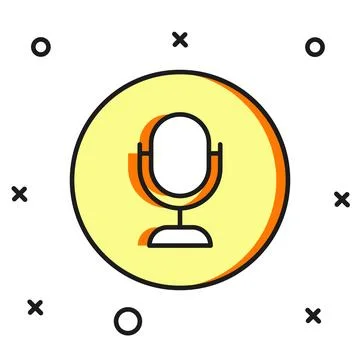 Filled outline Microphone icon isolated on white background. On air radio m.. Stock Illustration