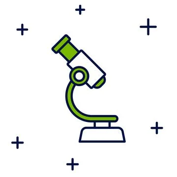 Filled outline Microscope icon isolated on white background. Chemistry Illustrazione stock