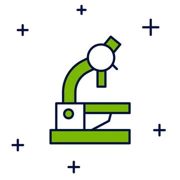 Filled outline Microscope icon isolated on white background. Chemistry, pha.. Stock Illustration