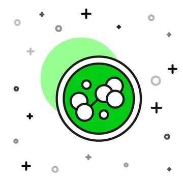 Filled outline Molecule icon isolated on white background. Structure of Stock Illustration