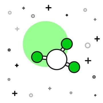 Filled outline Molecule icon isolated on white background. Structure of mol.. Stock Illustration