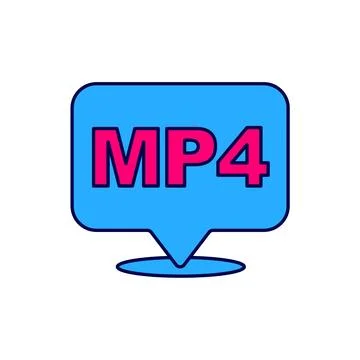 Filled outline MP4 file document. Download mp4 button icon isolated on white Stock Illustration