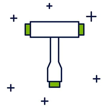 Filled outline Multi-Function All-In-One portable skate tool T-tool for ska.. Stock Illustration