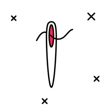 Filled outline Needle for sewing with thread icon isolated on white background 스톡 일러스트