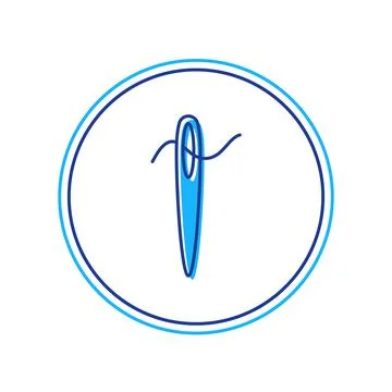 Filled outline Needle for sewing with thread icon isolated on white background Illustrazione stock