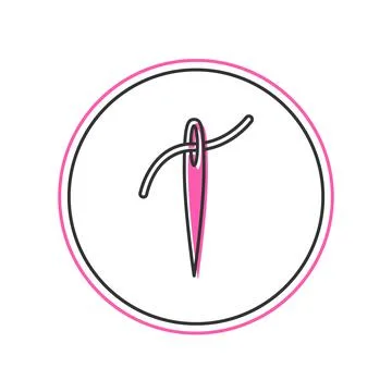 Filled outline Needle for sewing with thread icon isolated on white background Stock Illustration