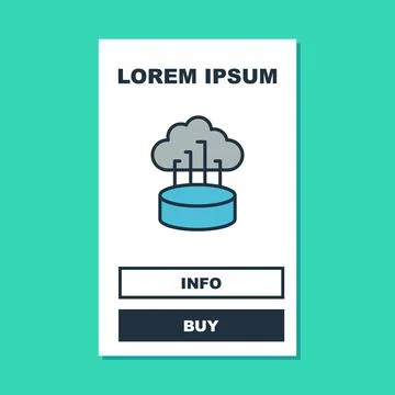 Filled outline Network cloud connection icon isolated on turquoise background Stock Illustration