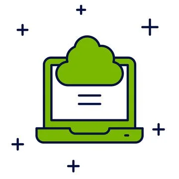 Filled outline Network cloud connection icon isolated on white background Illustrazione stock