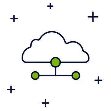 Filled outline Network cloud connection icon isolated on white background イラスト素材