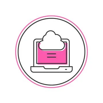 Filled outline Network cloud connection icon isolated on white background Stock Illustration